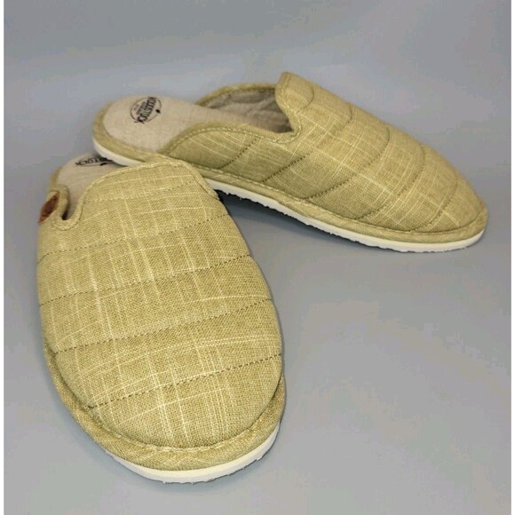 WOODSTOCK Vintage Brand Hemp Baboosh Slipper Mens 9M Tan Slip On Memory Foam - Picture 1 of 11